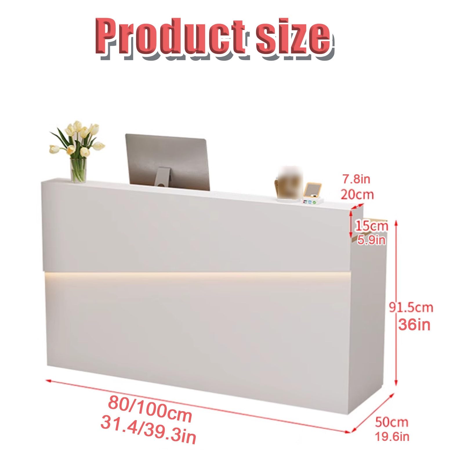 Moderner Empfangstresen Fürs Büro, Empfangstresen Mit Abschließbaren Schubladen, Empfangstresen Mit Stauraum, for Die Lobby des Schönheitssalons Im Büro(Black,80cm/31.5in)