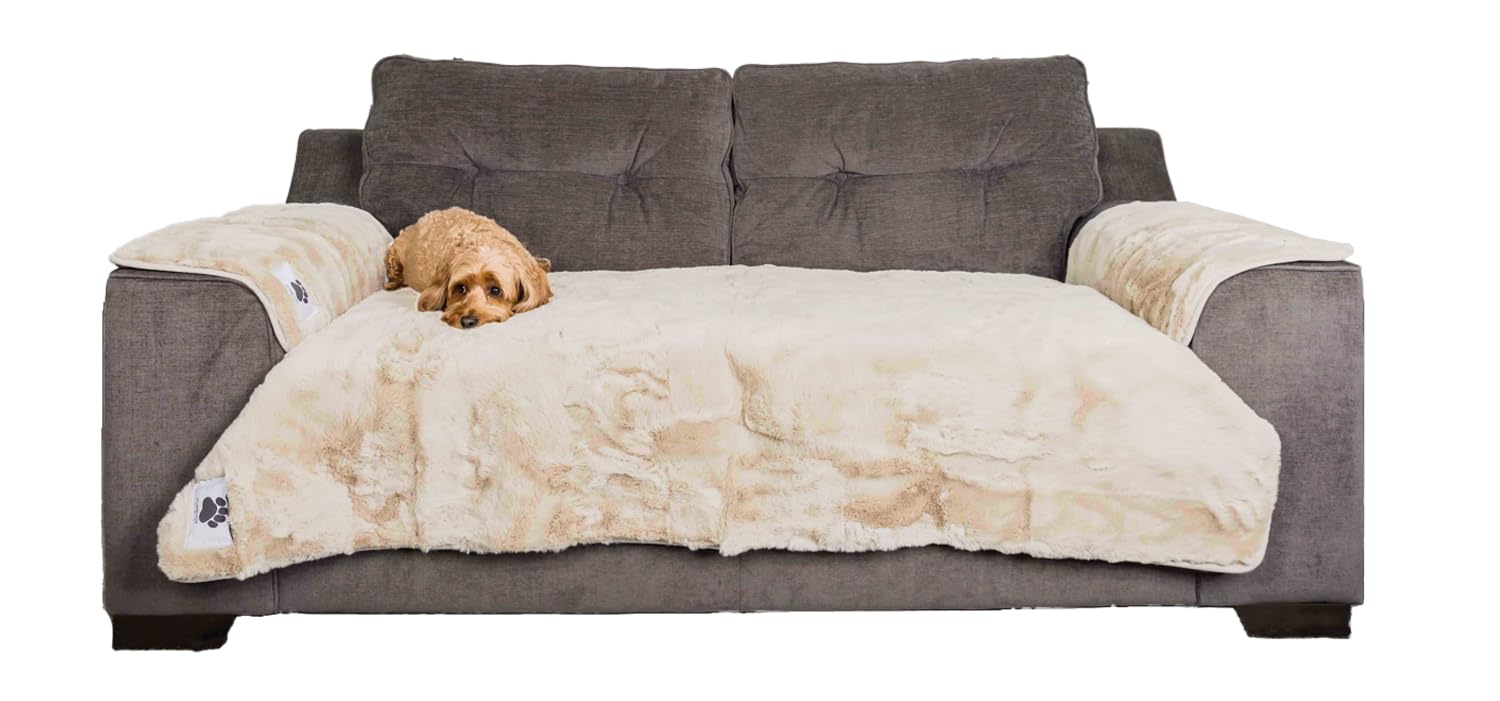 Pet Rebellion Stone Sofa Cover For Dogs And Cats | Absorbent, Non-Slip, Machine-Wash Furniture Protector, Soft Plush Comfy Snuggle Rug For Pets (, 1 X Sofa Cover & 2 X Sofa Arm Covers)
