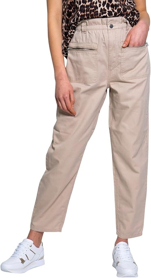 JACQUELINE de YONG Pantalone Sophie Donna Beige Tasche con Zip M :  Amazon.it: Abbigliamento