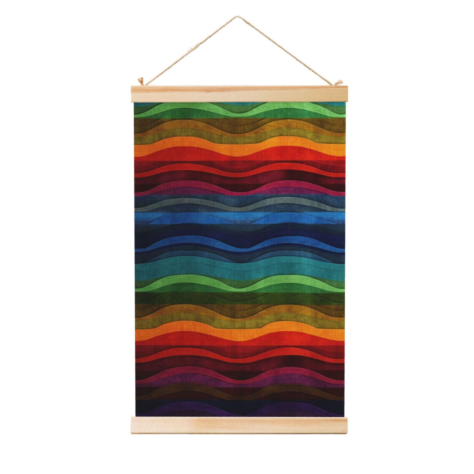 Rainbow Posters Wooden Shaft Hanging Poster Canvas Prints Scroll Wall Art Painting Vintage Wall Banner Modern Artwork Decor for Home Decor Ready to Hang 16"x24"