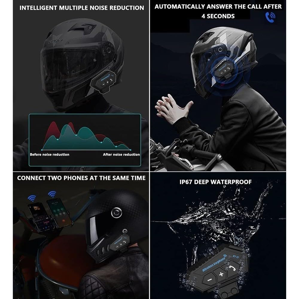 Casco Con Bluetooth Integrato HZIH Casco Da Moto Integrato