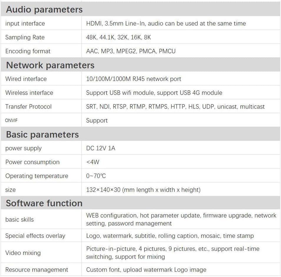 HDMI Encoder 1080P@60Hz H.265 HDMI HD Encoder ENC1-V2 Support SRT/RTSP/RTMP/HTTP/HLS RS232 for Live Broadcasting