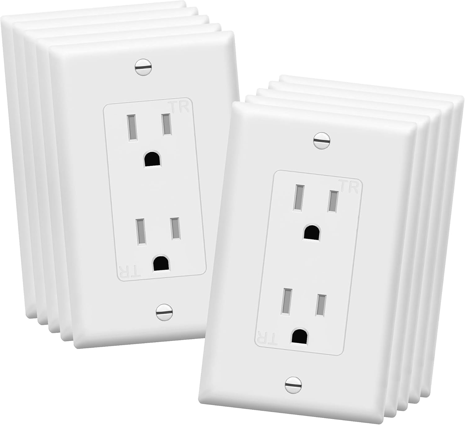 ENERLITES Decorator Receptacle Outlet with Wall Plate Covers, Tamper