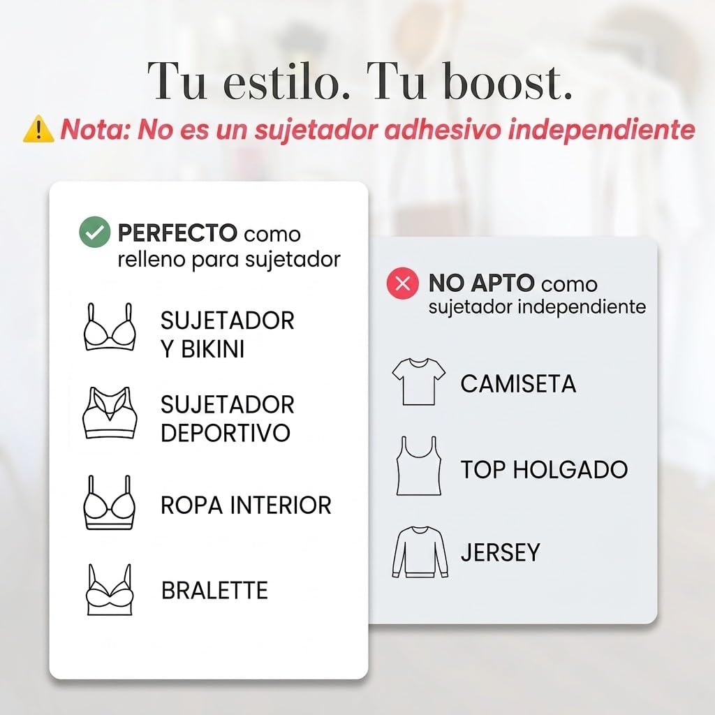 Almohadillas push up – Almohadillas autoadhesivas para sujetador efecto push-up – Sujetador adhesivo reutilizable para pecho grande y pequeño – Almohadillas de silicona adhesivas – Adecuado