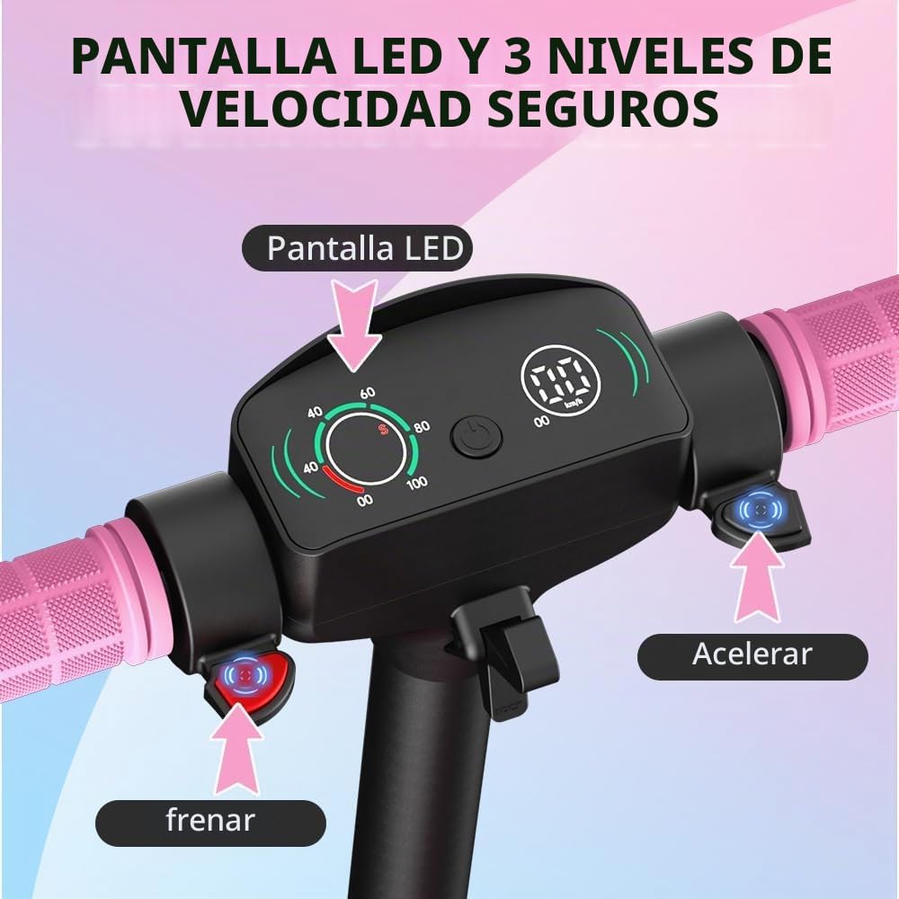 Patinete Eléctrico para Jóvenes U8 Todo Terreno - Doble Suspensión Delantera y Trasera - 16km/h Velocidad Máx, 10km Autonomía - Plegable y Ligero - Motor 110W - para Niños 8-16 Años