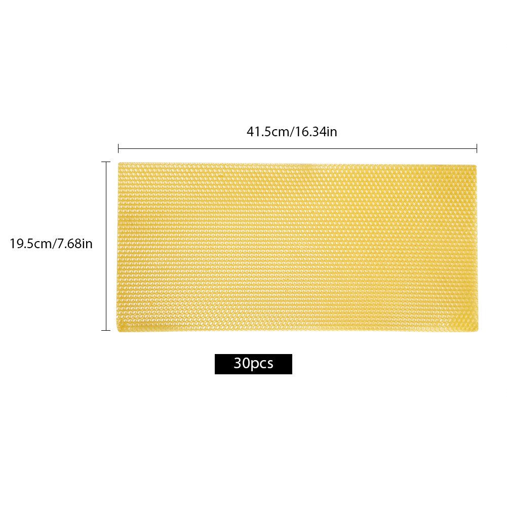 30 Pièces Nid D'abeille Fond de Teint Feuilles de Nid D'abeille de Cire D'abeille Outils D'apiculteur, Cire D'abeille Pure et Filtrée avec Texture en Nid D'abeille pour les