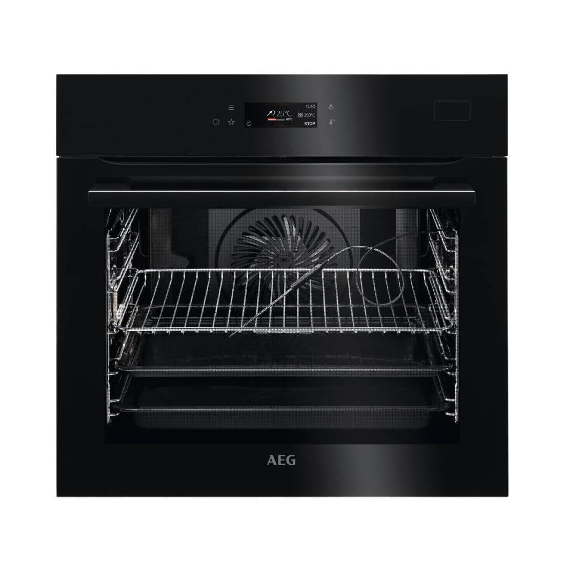 AEG BSE782380B Horno Multifunción, 20 Funciones + 3 de Vapor, 225 programas automáticos, Cocción en 3 Niveles, Sonda Térmica, TFT Táctil, Ventilador XXL, Negro, A++