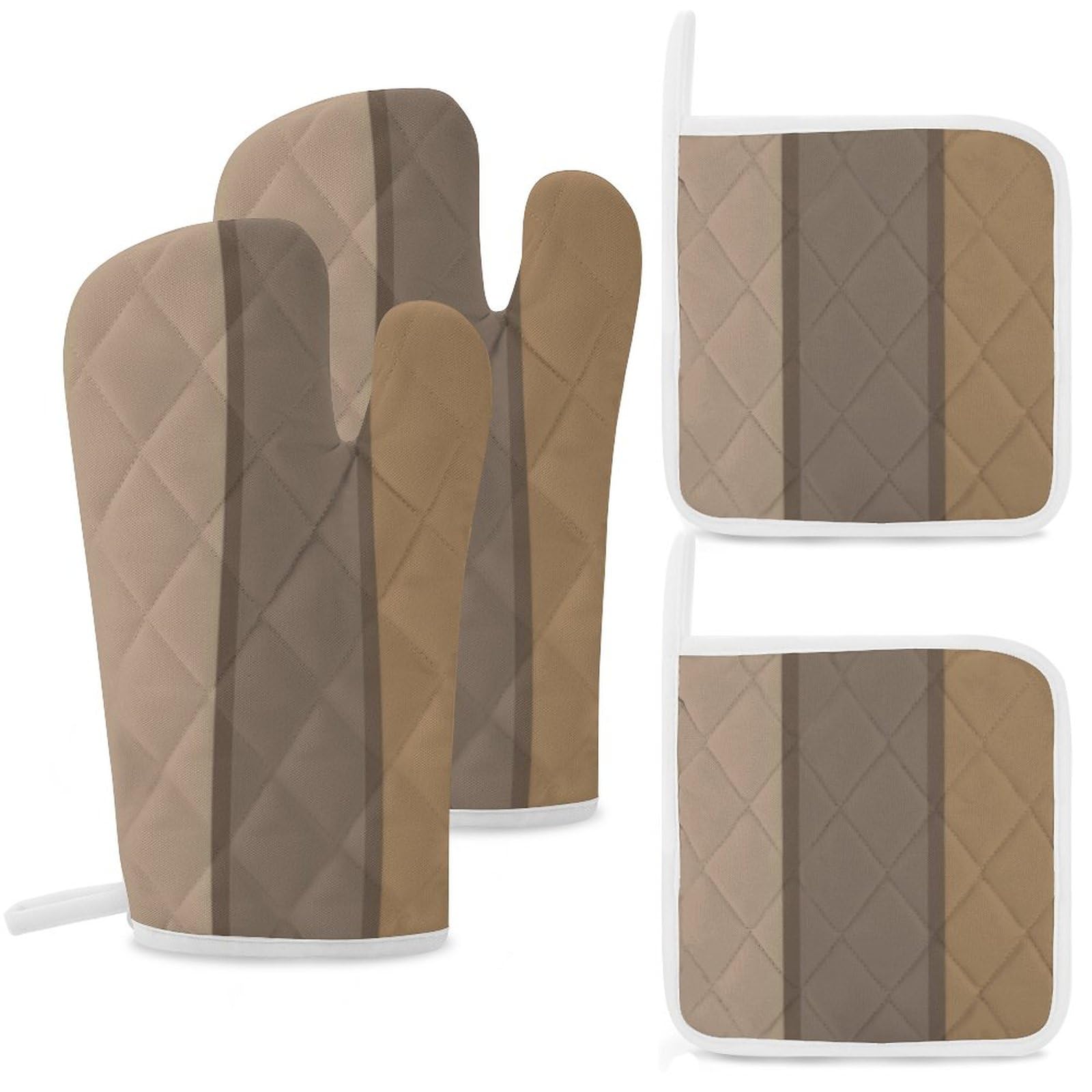 4Pcs Oven Mitts and Pot Holders, Heat Resistant Oven Mitts Gloves Set Kitchen Hot Pads for Cooking Grill