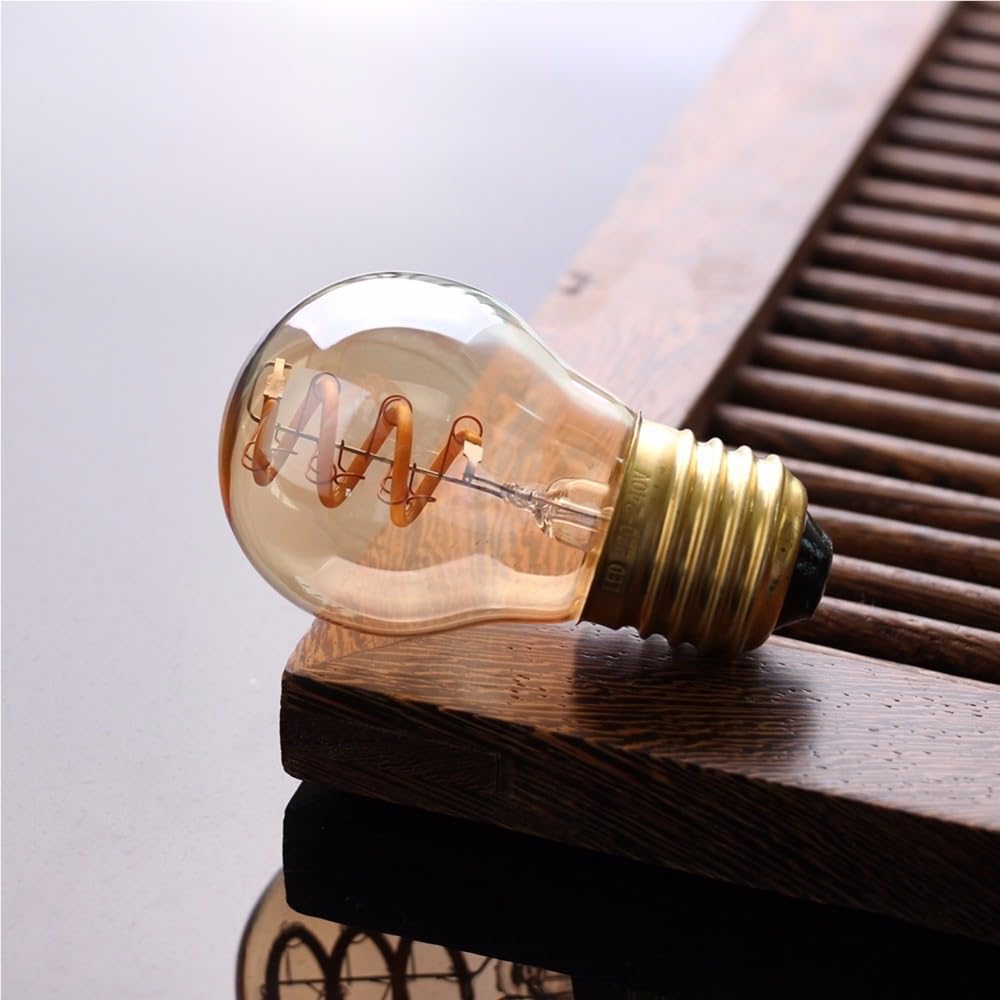 fengyan Casa bombillas, Paquete de 20, bombilla LED de filamento suave flexible AC220V E27 3W G45 amarillo cálido 2200K Edison lámpara decorativa fuente de luz Familiar Lámpara