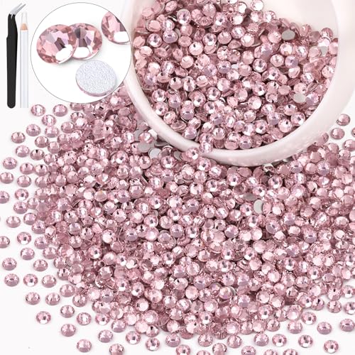 Image of 3000PCS SS20 /5mm Crystal Glass Rhinestones for Bedazzling (Light Pink) | Flatback Rhinestones for Crafting DIY Nail Art Makeup Decoration, Gems Diomand Charms for Tumbler Shoes Clothing Mug