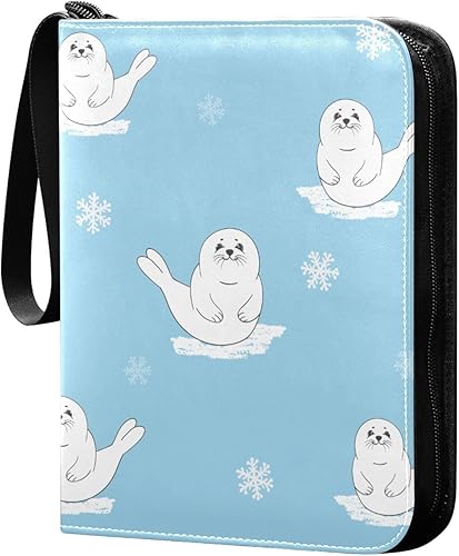 Carpeta de tarjetas coleccionables con sello de dibujos animados para cachorros con 4 bolsillos con 50 fundas extraíbles, carpeta de álbumes de