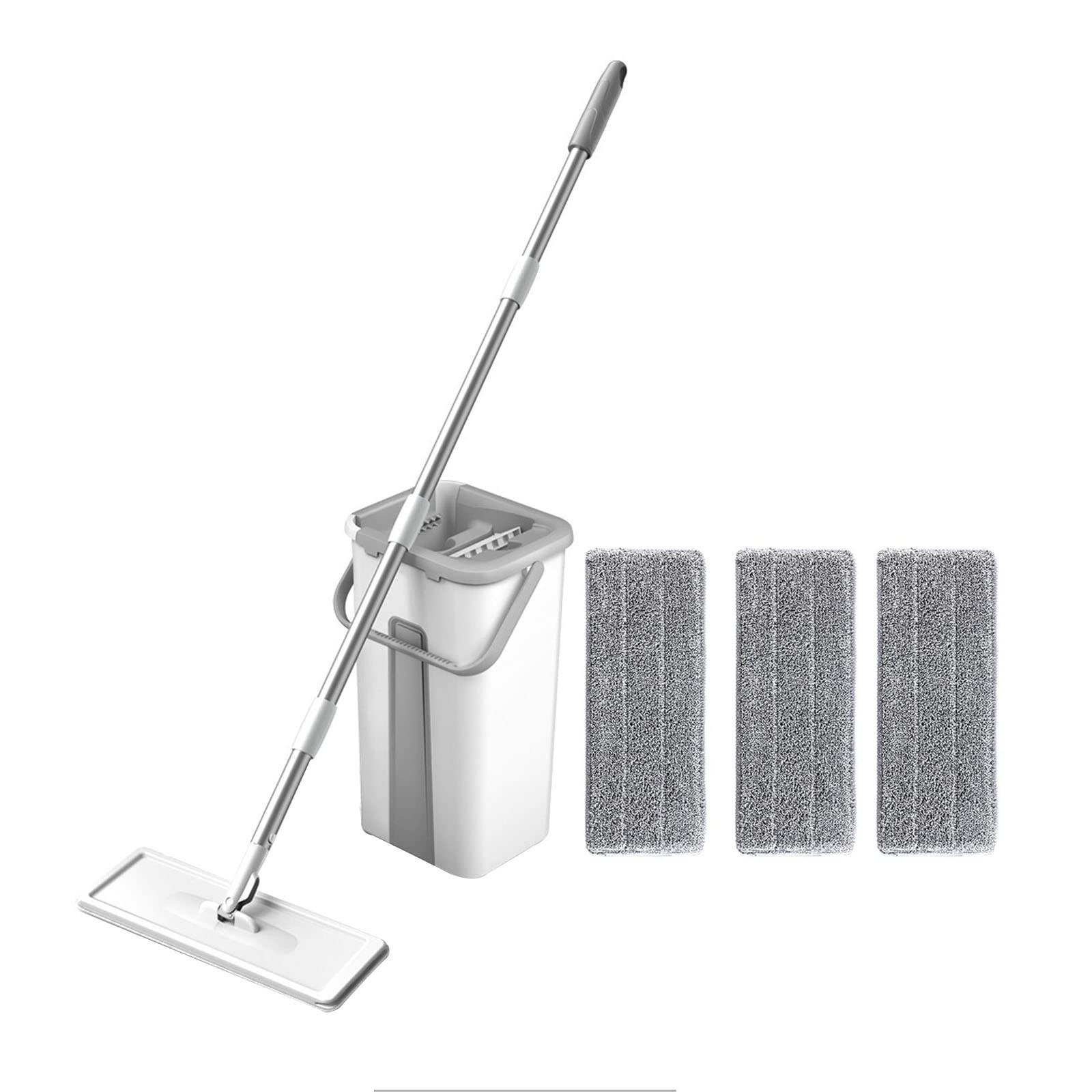 Serpillère de nettoyage de sol pour usage humide et sec avec seau en microfibre