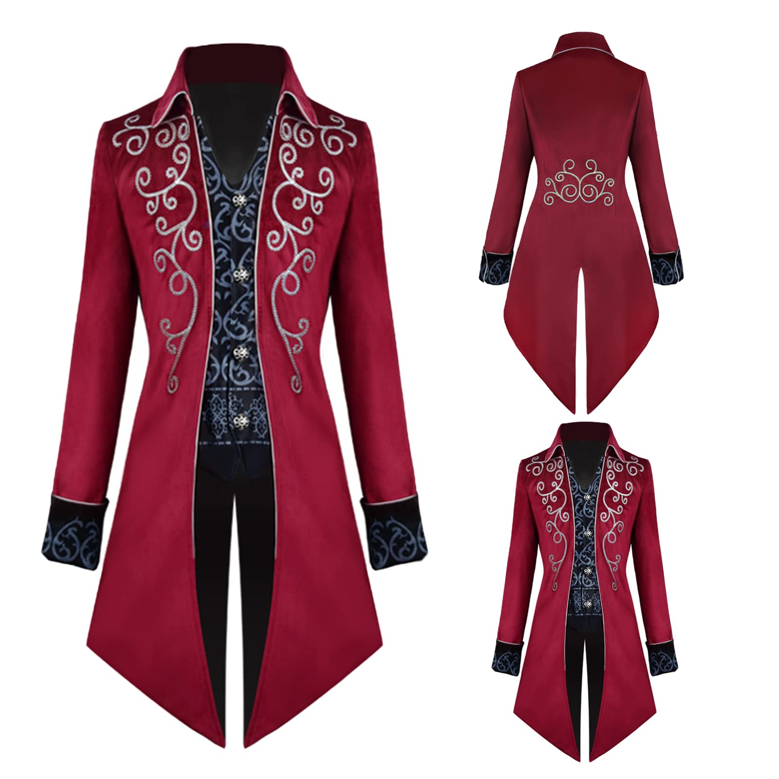 Herren Vintage viktorianischen Gothic Frack Viking Renaissance Mittelalter Renaissance Steampunk Jacke Halloween Kostüme