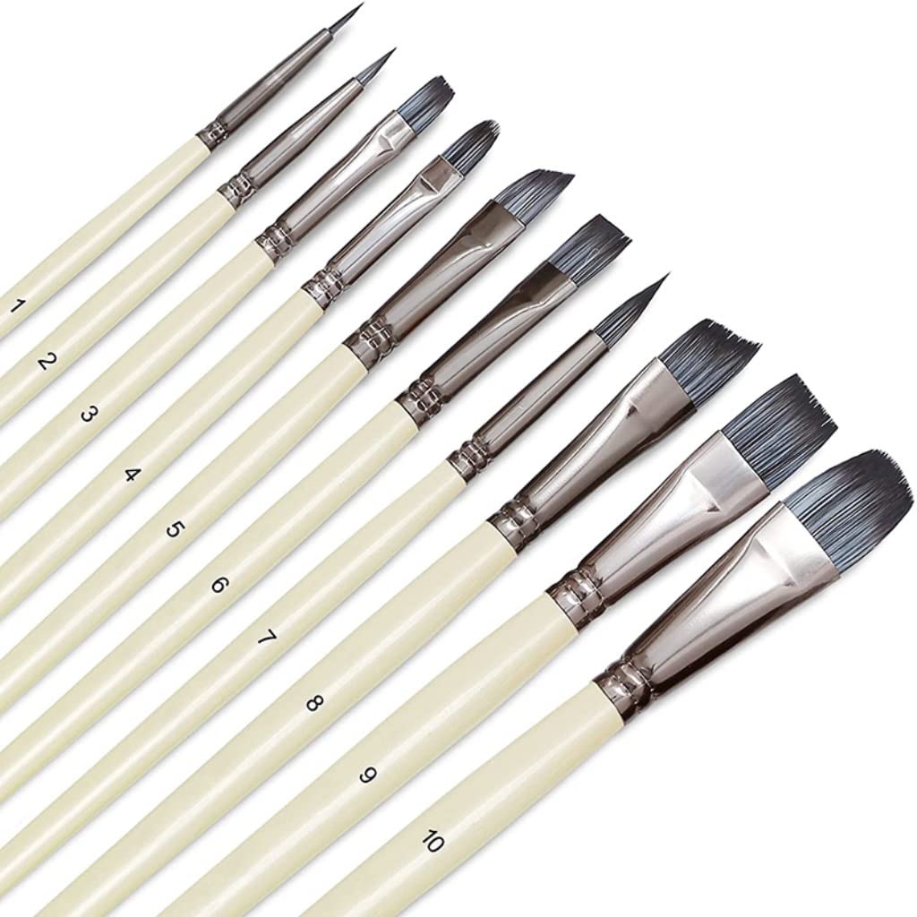 AYCDL Juego de 10 Pinceles de Artista para Pintura acrílica, óleo, Acuarela, gouache, Arte, Cara, Cuerpo, Pinceles de Pintura Profesionales en Miniatura, 170 mm, (Onecolor 170 mm)