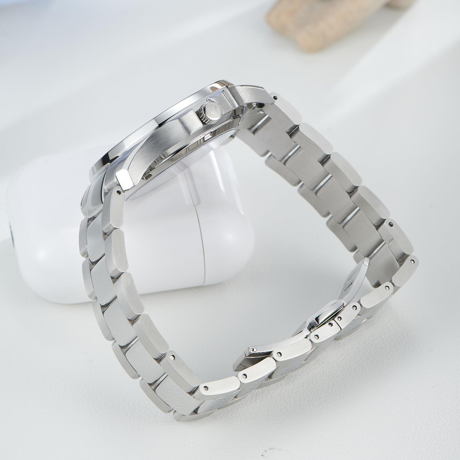OBLVLO - Bracetlet Herren Automatikuhr Rotgold Stahl Bracetlet Mechanisch Wasserdicht FM-SL-DD FM-SL-DD-YBYS Mechanische Automatikuhr, Fm-sl-dd-ybys, Mechanische, automatische, automatische Uhr