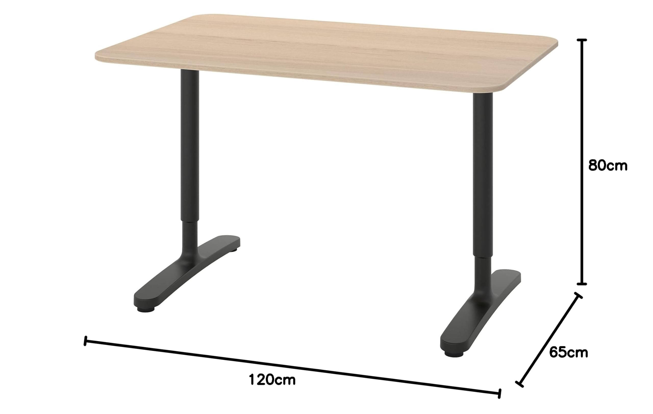 IKEA BEKANT Desk, 120x80cm, white stained oak veneer/black