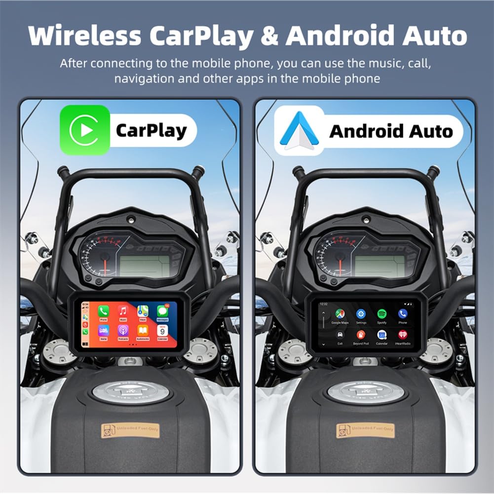 Tableau de Bord de Moto Numérique de 6,25 Pouces Portable de 6,25 Pouces Navigation de Moto IPS Carplay & Android Auto Diguct Dashboard Antift Vol Affichage de Navigation Amovible Écran