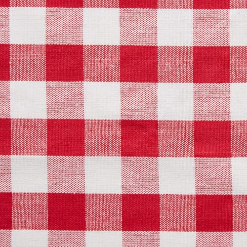 Image of Set of 4 Cotton Mercerised Dining Table Napkins,Red Check Colour, Heavy Weight,More Than 2 cm Mitered Hem,Washable at 40C (Red Check, 45 X 45 Cms)