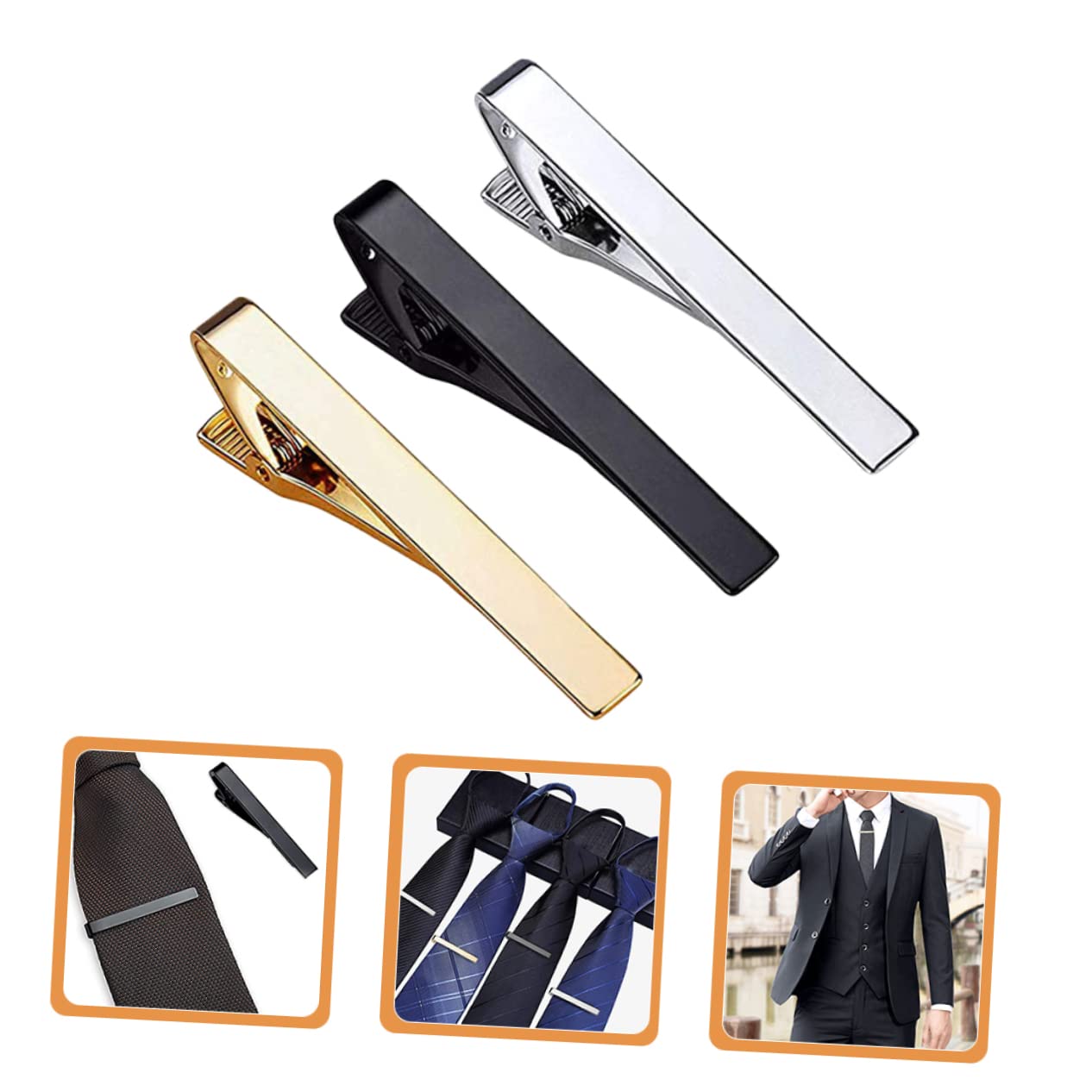 3 Pinzas para Corbata de Hombre de Cobre para Traje