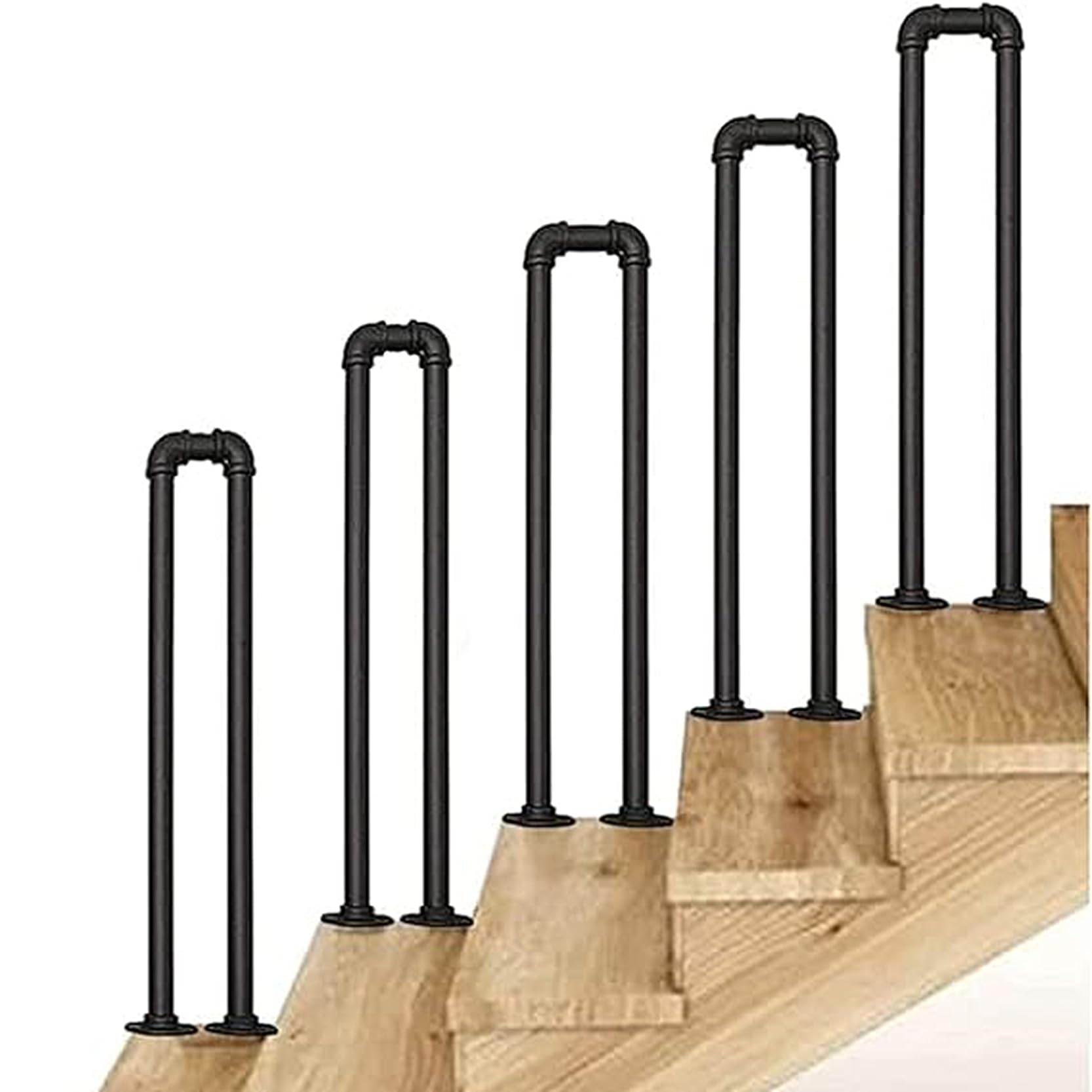 Rampe d'escalier fer forgé noir mat garde-corps antidérapant pour senior enfant