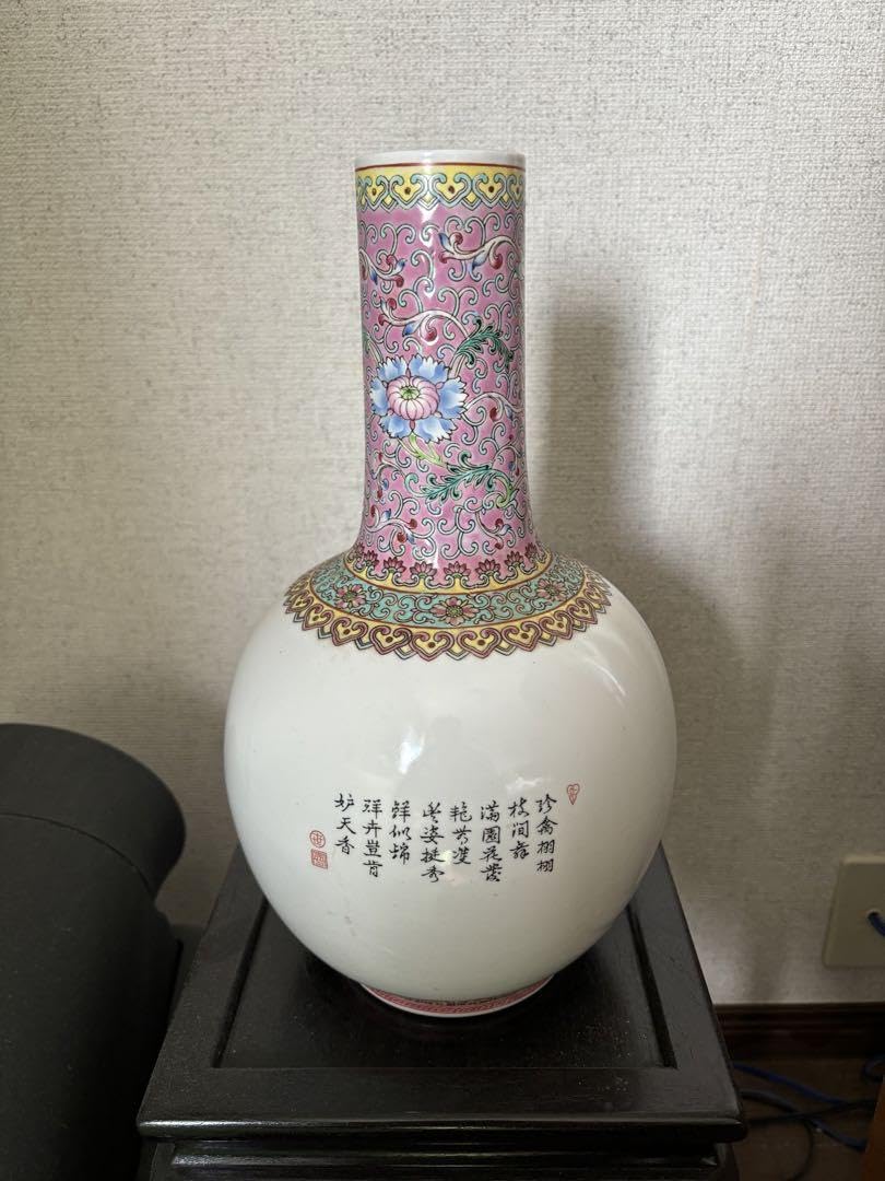 中国色絵花瓶高さ約35cm