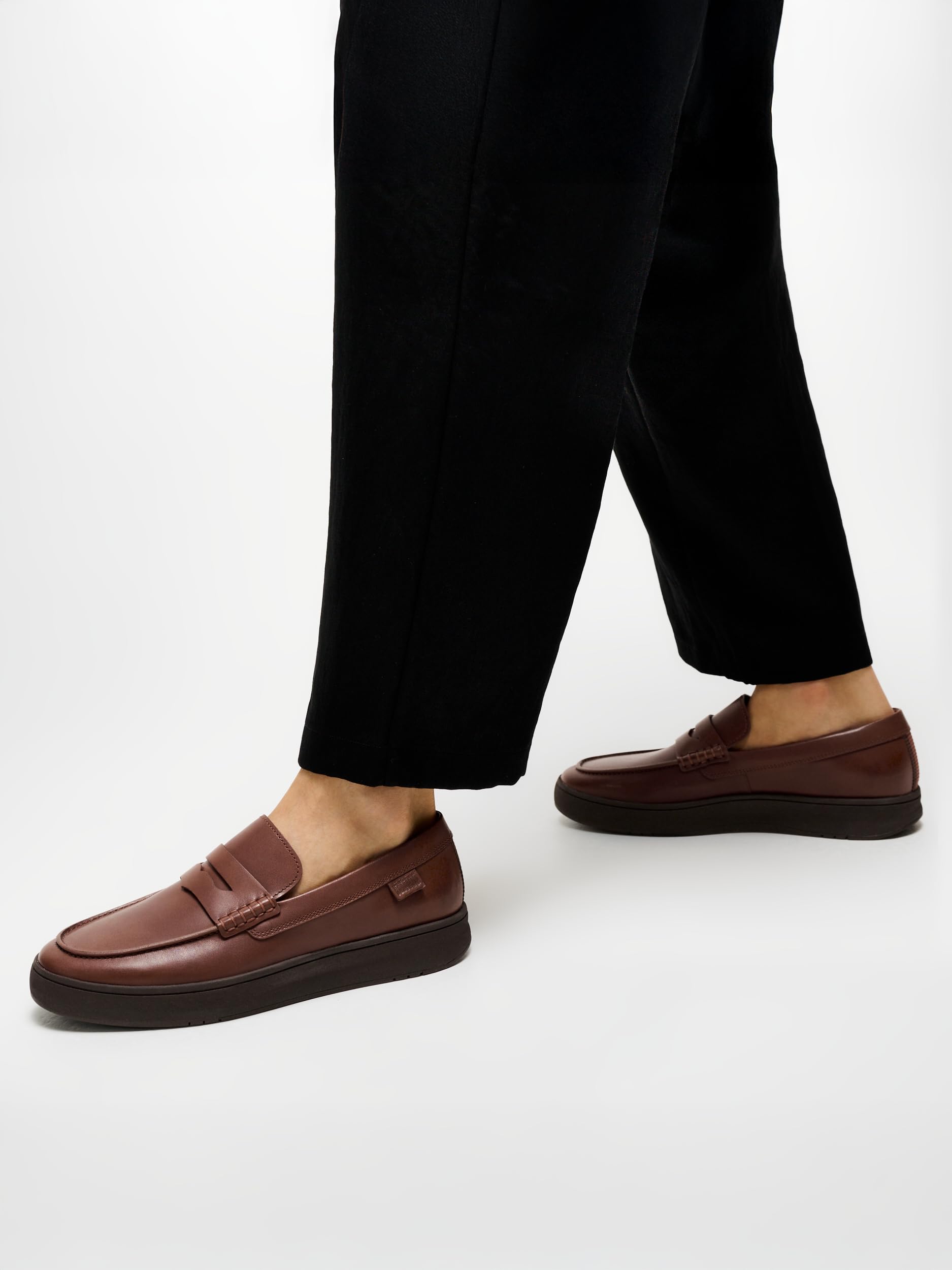 Fitflop Męskie mokasyny Rally Leather Penny, Czekolada, 47 EU