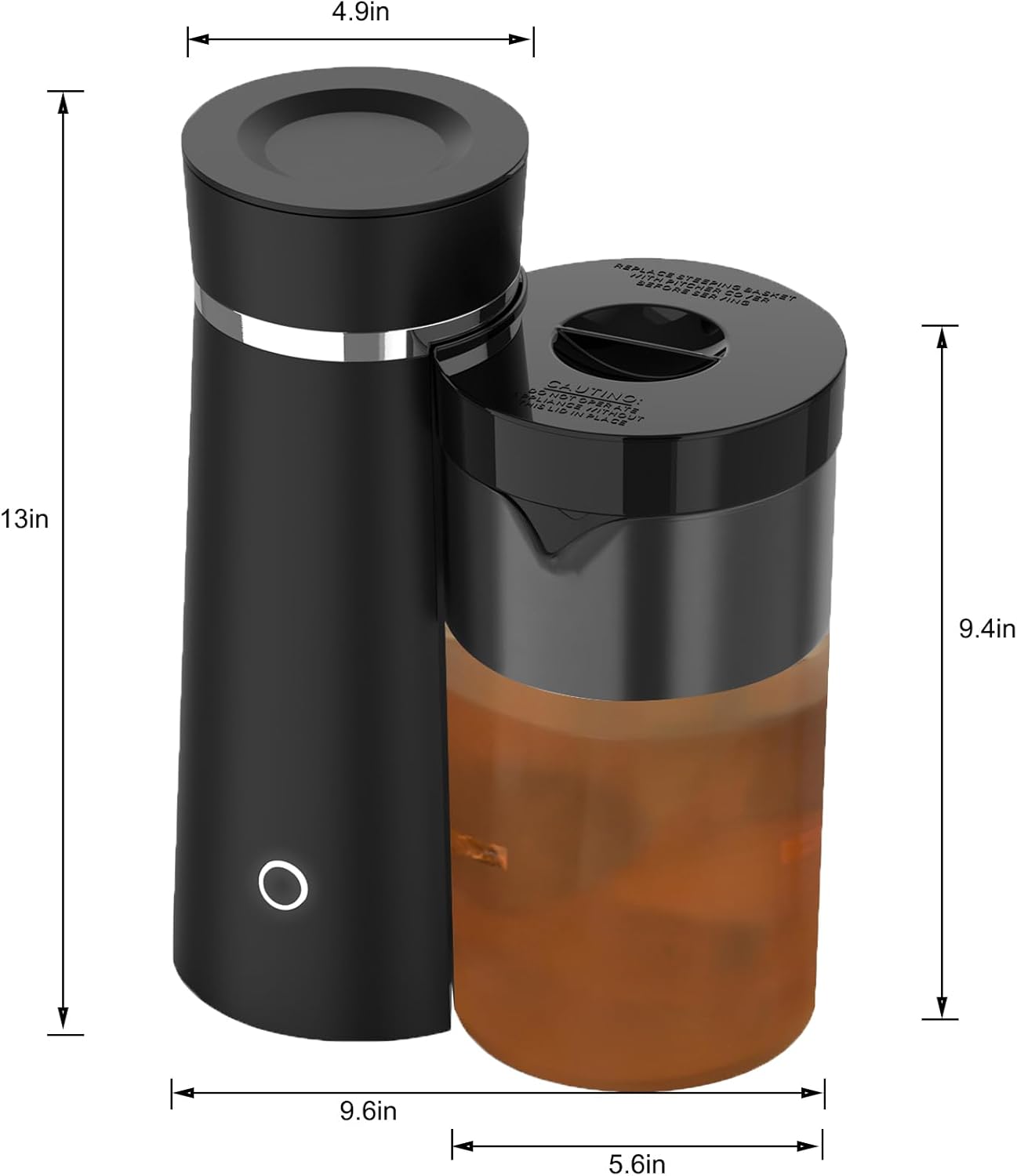 Iced Tea Maker and Iced Coffee Maker Brewing System with 2-quart Pitcher, Perfect For Fruit Infused Tea, Lemonade, Flavored Water (Black)