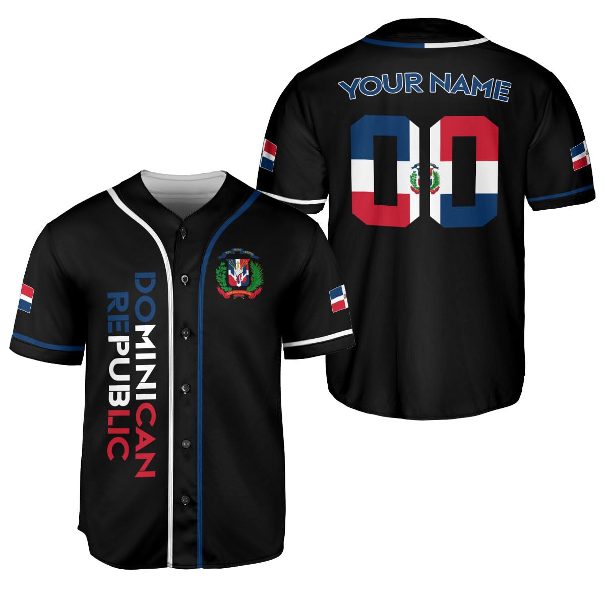 Generic Personalized Dominican Republic Baseball Jersey Shirt,Team Name Republic Dominicana Baseball Jersey for Men and Women (Style 11), Small-5X-Large