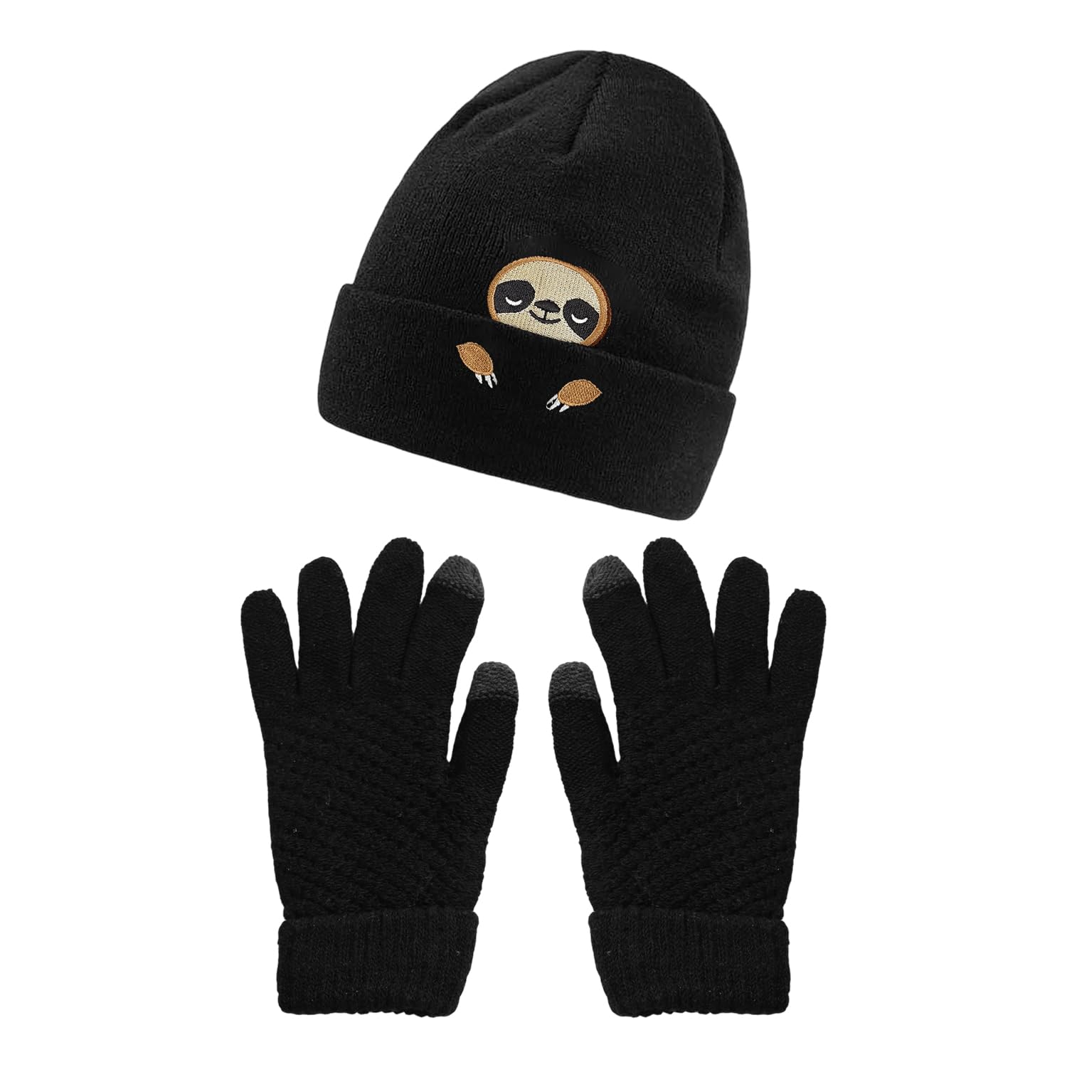 FFDHWU 1 Sloth Knitted Hat And 1 Pair Of Gloves, Cute And Fun, Warm And Comfortable Design, Winter Travel Supplies, Unisex Hats.