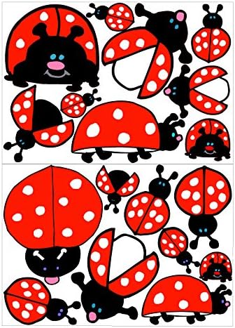 Ladybug Wall Decals Lady Bug Stickers in Red with White Dots Childern's Wall Decor