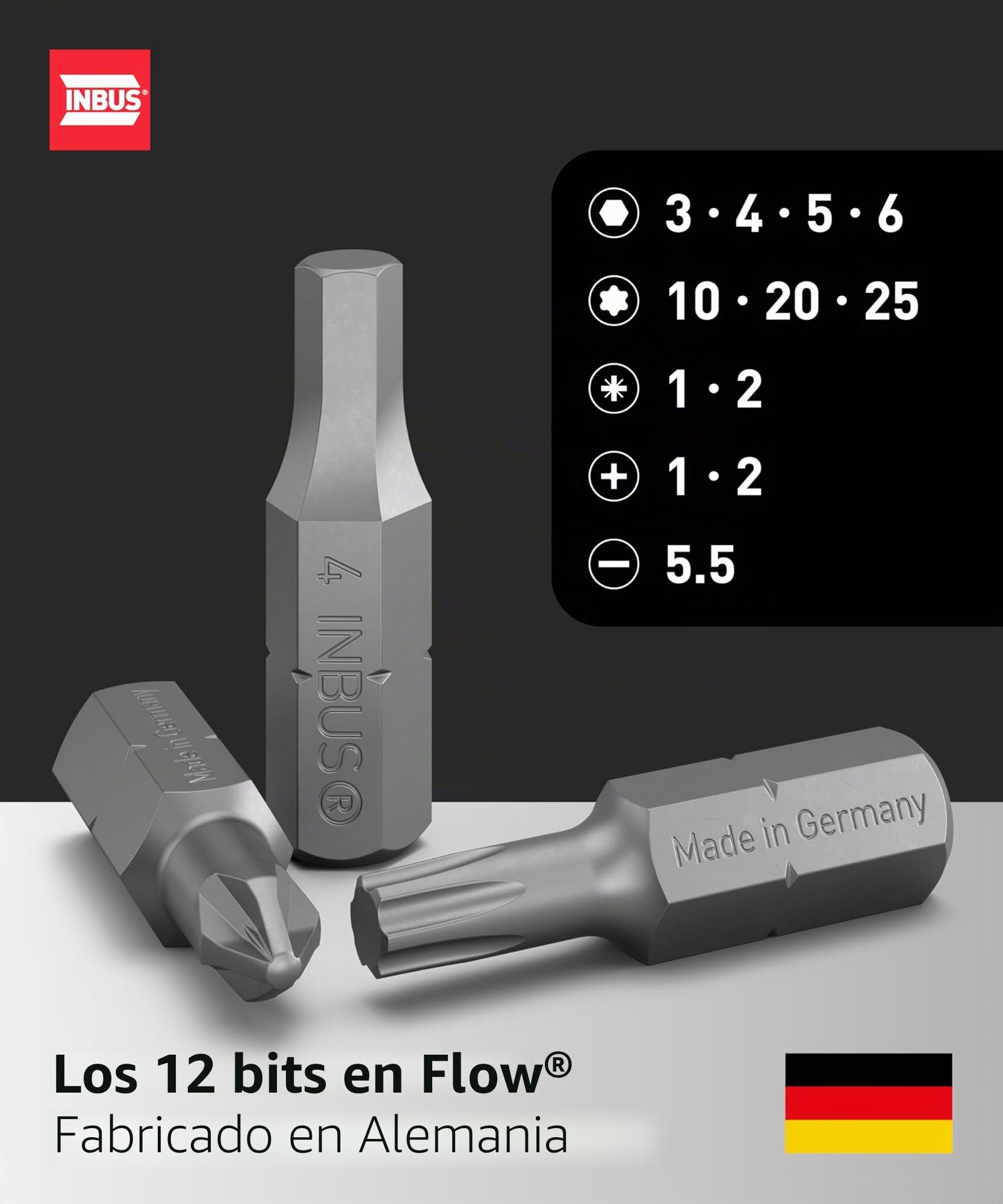 INBUS® Destornillador Flow® incl. 12 puntas (Made in Germany) | (ID: 73424)