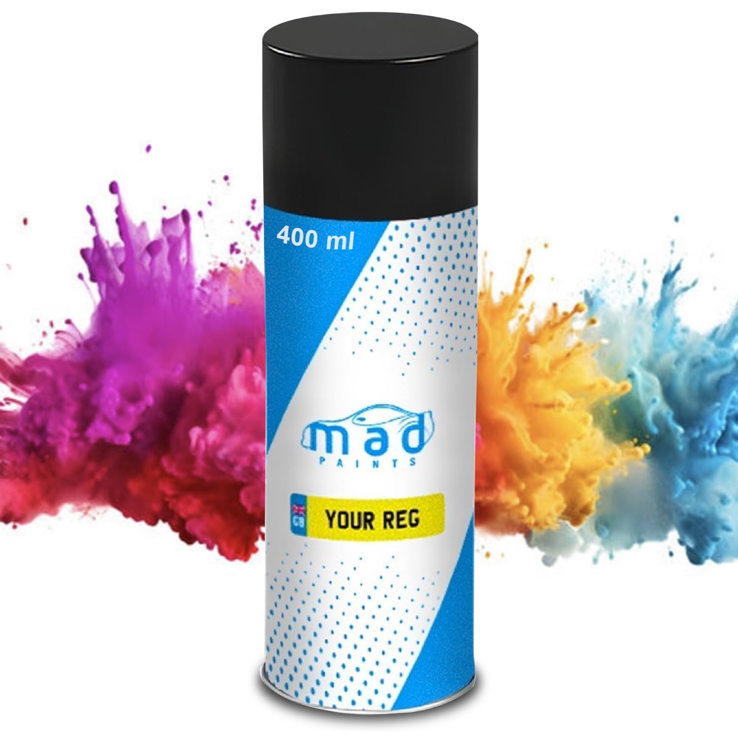 Custom Car Spray Paint by Registration - 400ml Touch Up Mixed Aerosol with Wide Nozzle for Vehicle Scratch Repair - Factory-Matched Automotive Paint Made in UK