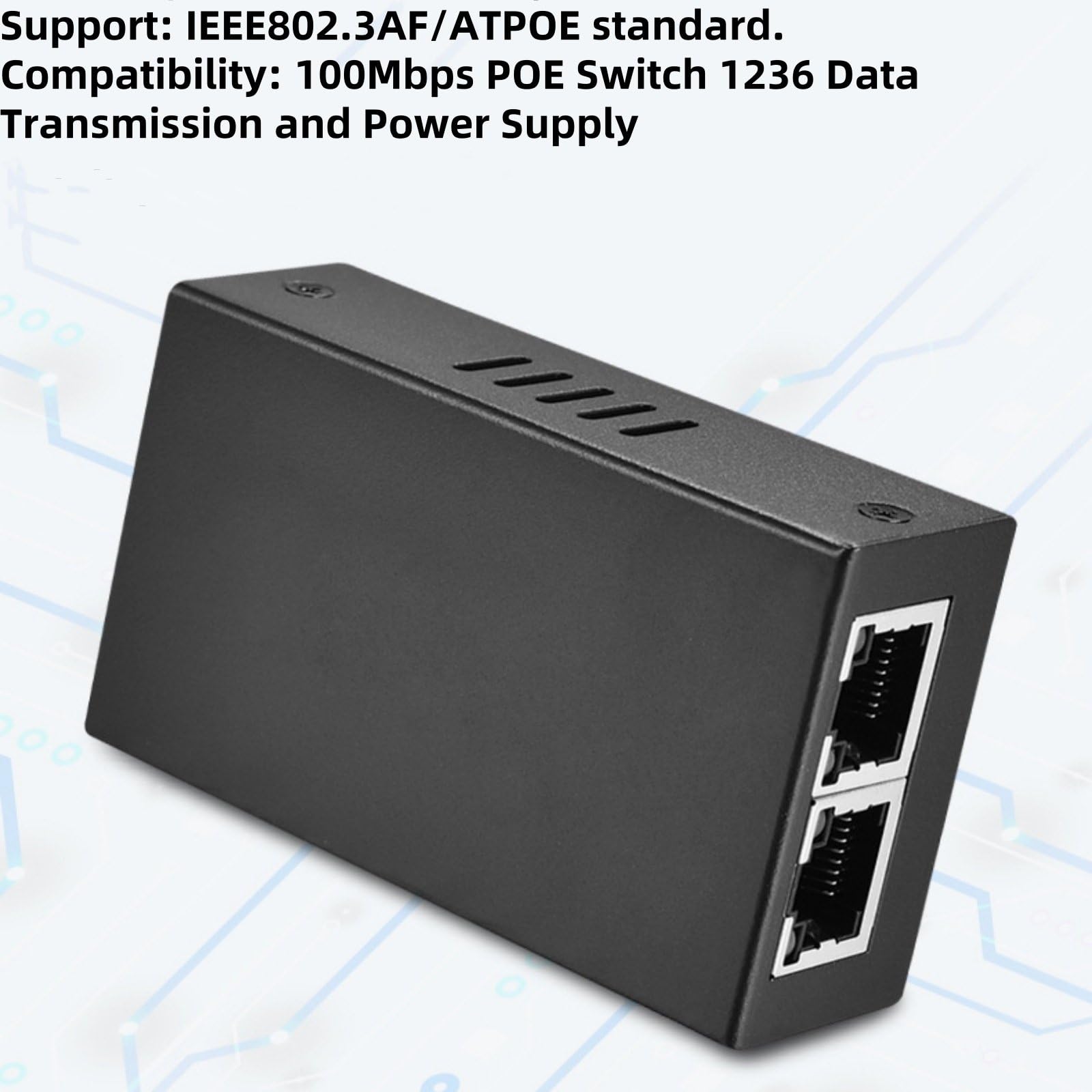 2 Port Ethernet Repeater, Plug and Play PoE Extender 100Mbps for Security Systems IP Camera