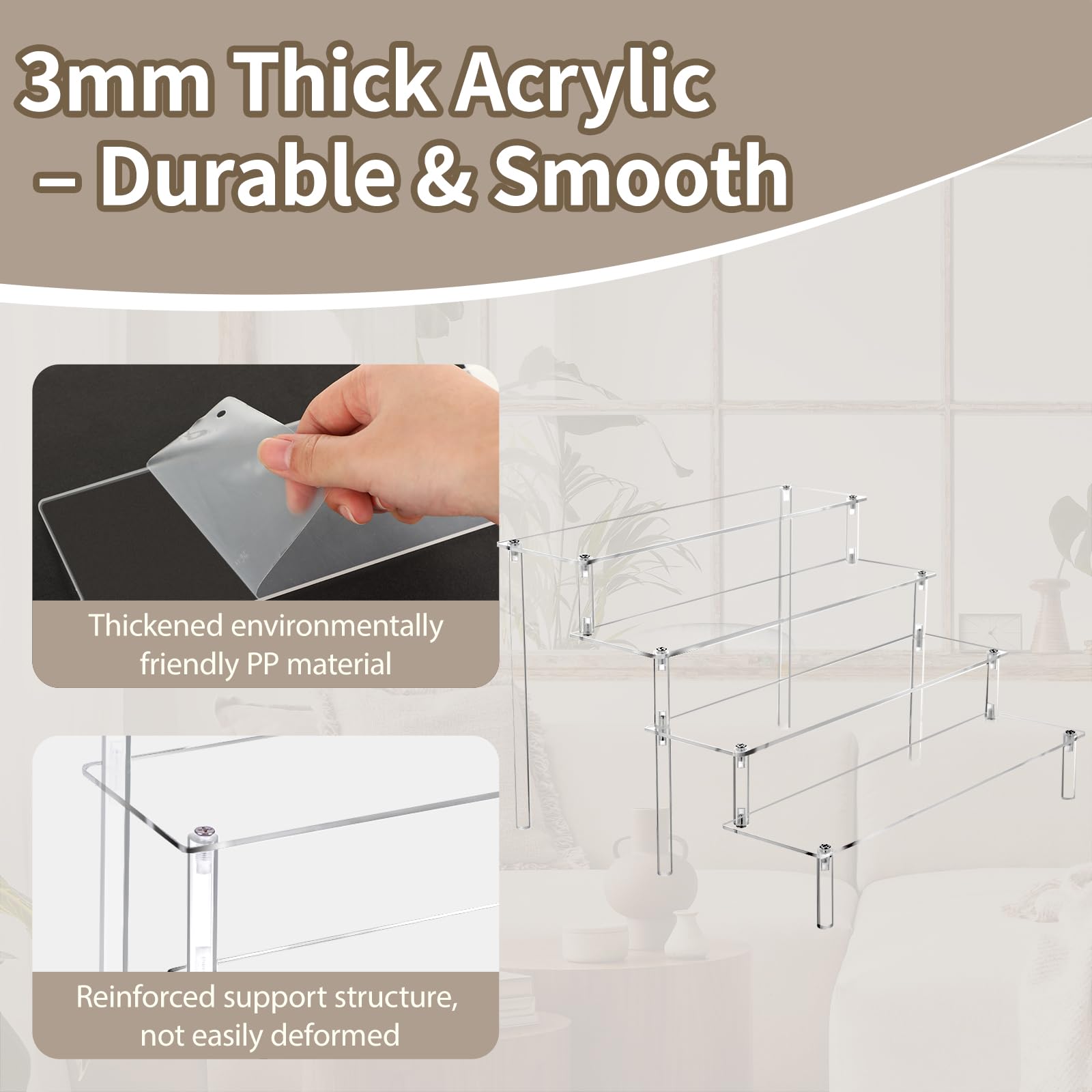 Windfromort Présentoir Acrylique Support De Présentation En Transparent 3 Niveaux Organisateur De Vernis à Ongles Pour Personnages Cupcake Rouge à Lèvres Vernis à Ongles Condiment