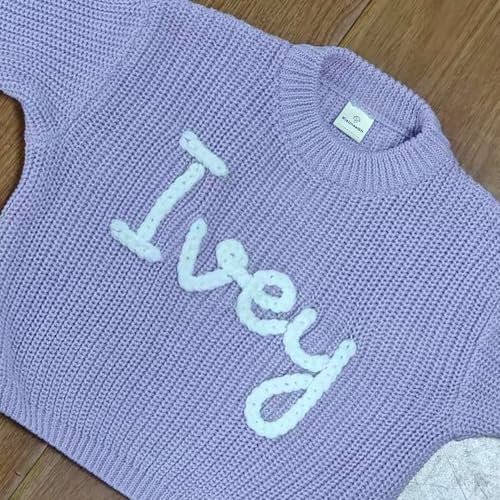 Personalized Baby Sweater with Name,Custom Newborn Outfit Girl,Hand Embroidered Baby Clothes,Infant Sweater for Boy Girl,Customized Baby Girl Gifts for Halloween Christmas2