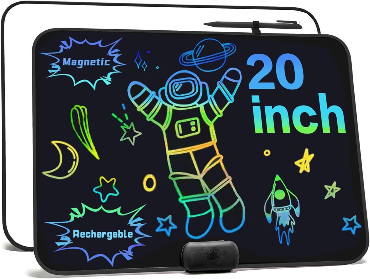 ROYALITA 20-Inch LCD Writing Tablet for Kids & Adults, Large Rechargeable Writing Board Doodle Board for Back to School, Birthday Gift, Built-in Magnet & Instant Erase Note Menu Board for Fridge