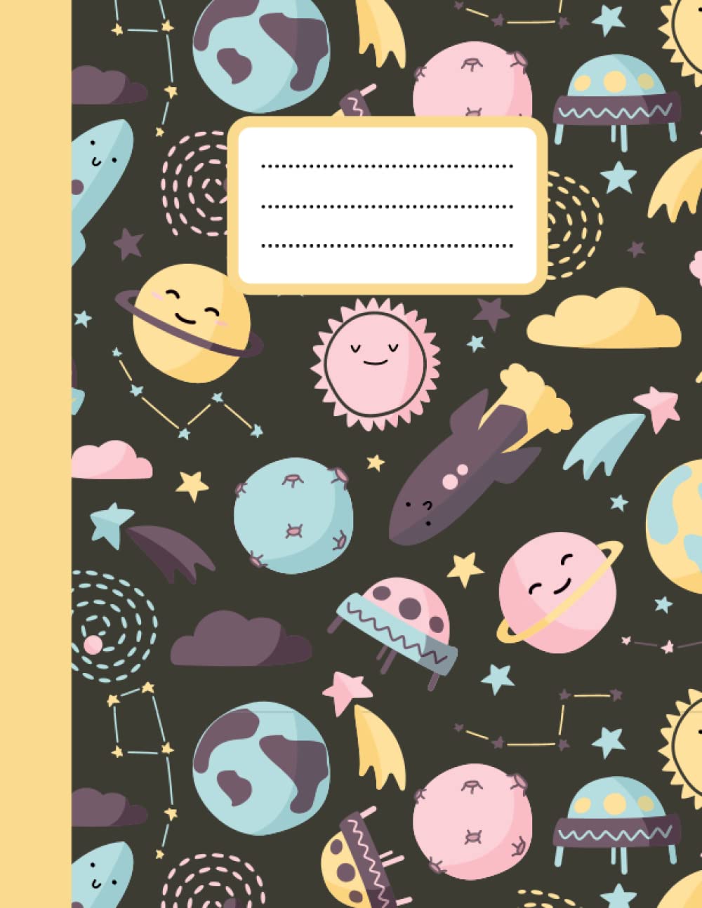 Space Theme Notebook Journal, Ruled Sketch Book Notepad Diary Memo Planner, A4 Size & 120 Sheets: Space Theme Notebook for Kids