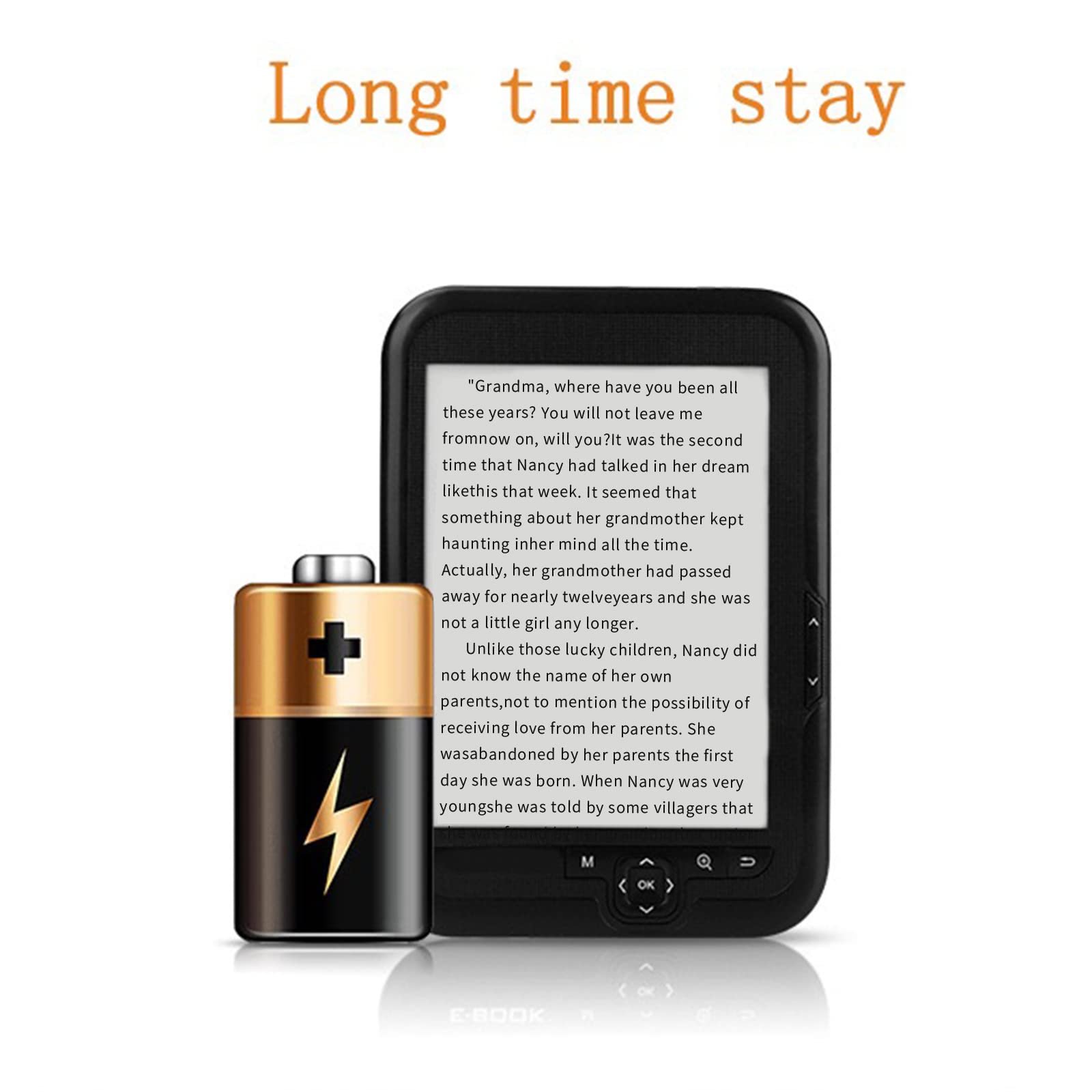 E Reader, 6in 800X600 HD Ink Screen Protezione per Gli Occhi E Reader, Tasti di Navigazione Multifunzione Supporto per Riproduzione Musicale FM Lettore di Libri Elettronici(16 GB)