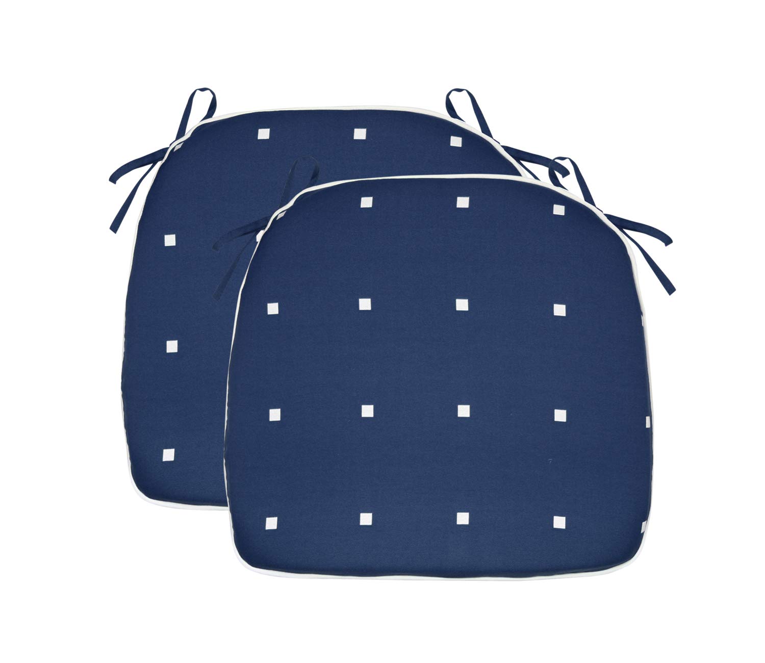 Fabritones Outdoor Seat Cushions Navy Dot Set of 2 Patio Chair Cushions with Ties 16x17 Inch Square Chair Pads