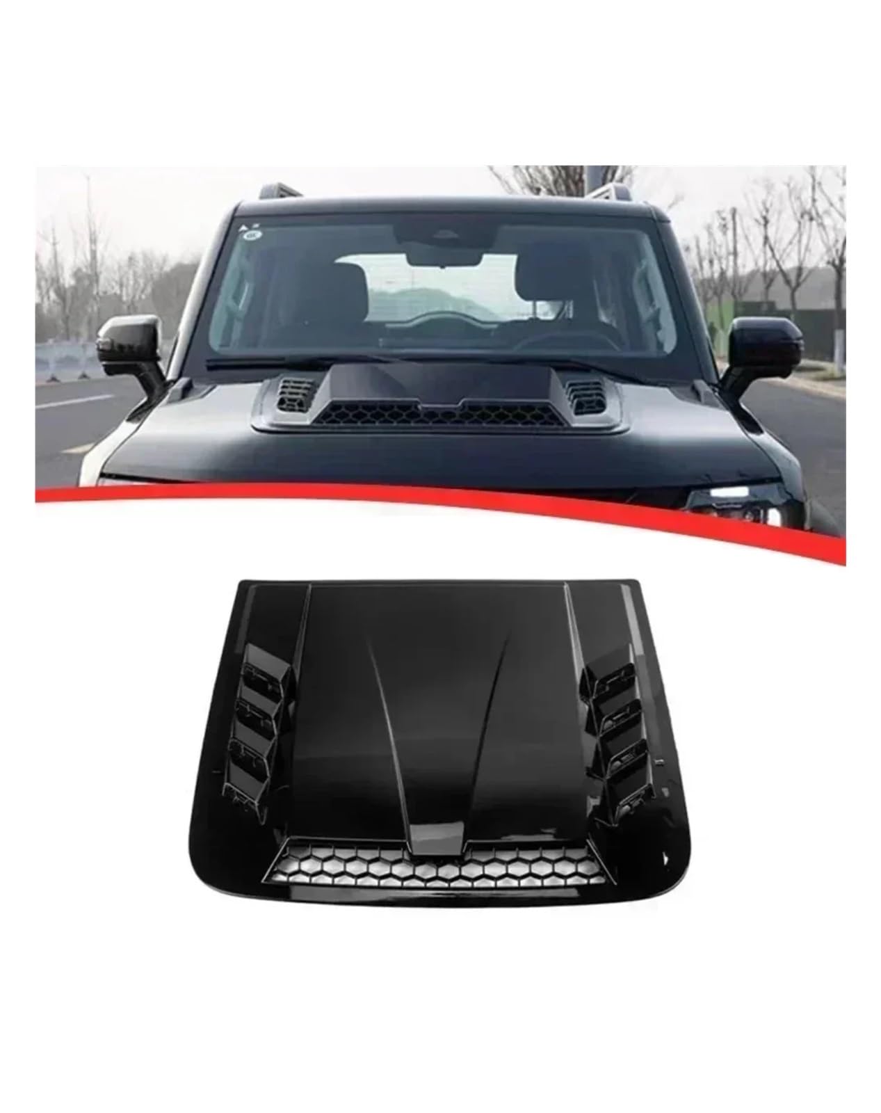 Scoop universale del motore anteriore in plastica ABS e scoop del cofano Copertura del cofano Adesivi decorativi Accessori esterni durevoli (Nero lucido)(Carbon Fiber)