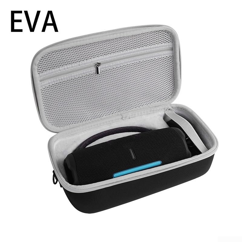 Pokrowiec ochronny do jbl Charge 6 z twardej pianki EVA - etui odporne na wstrząsy z aksamitnym wnętrzem i przegrodą na kable - przenośna torba szara 31 x 18 cm (szary)