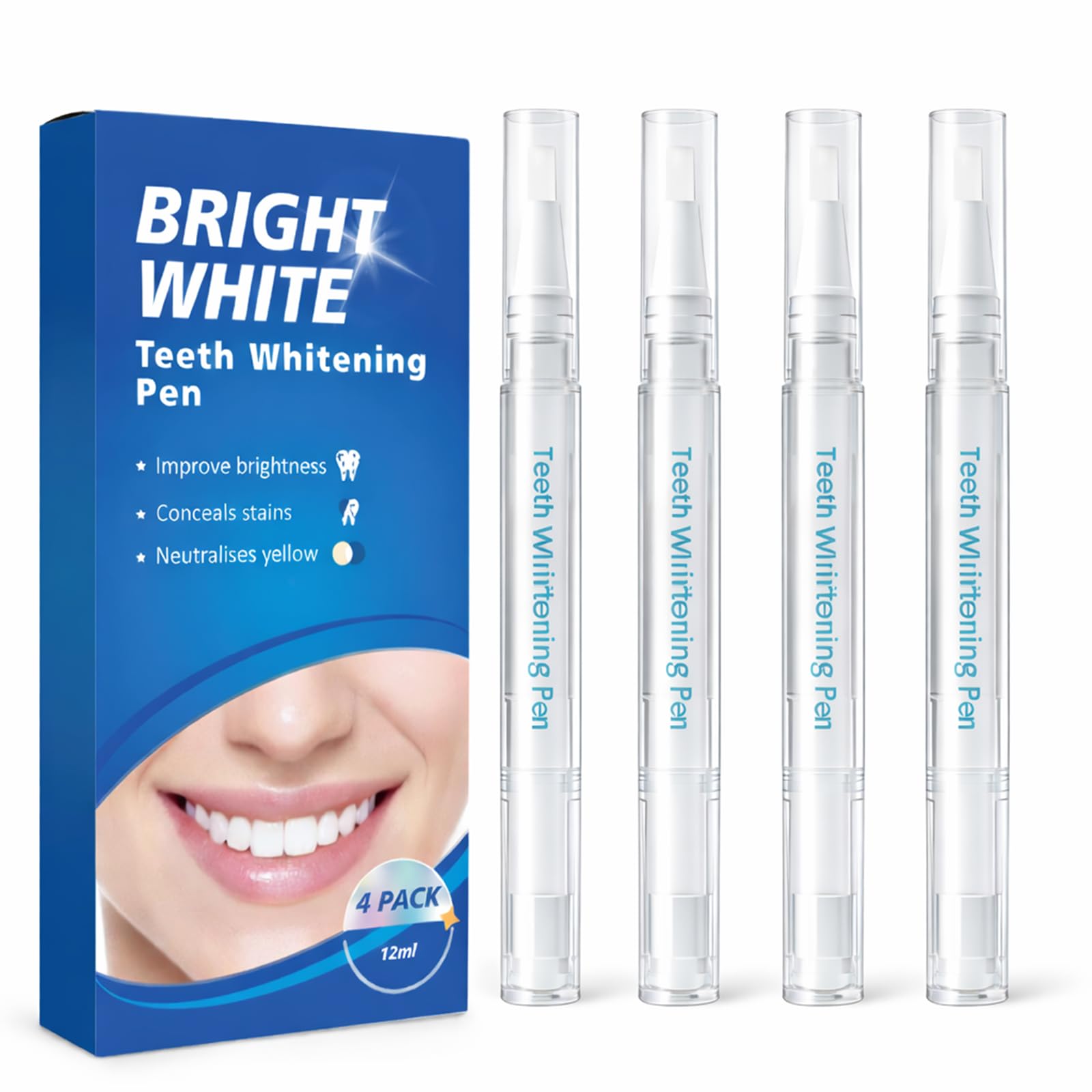 Teeth Whitening Pen - Professional Gentle Whitening Gel, Brighter Whiter Smile Stain Remover, Mint (0.11 Fl Oz (Pack of 4)) - 1