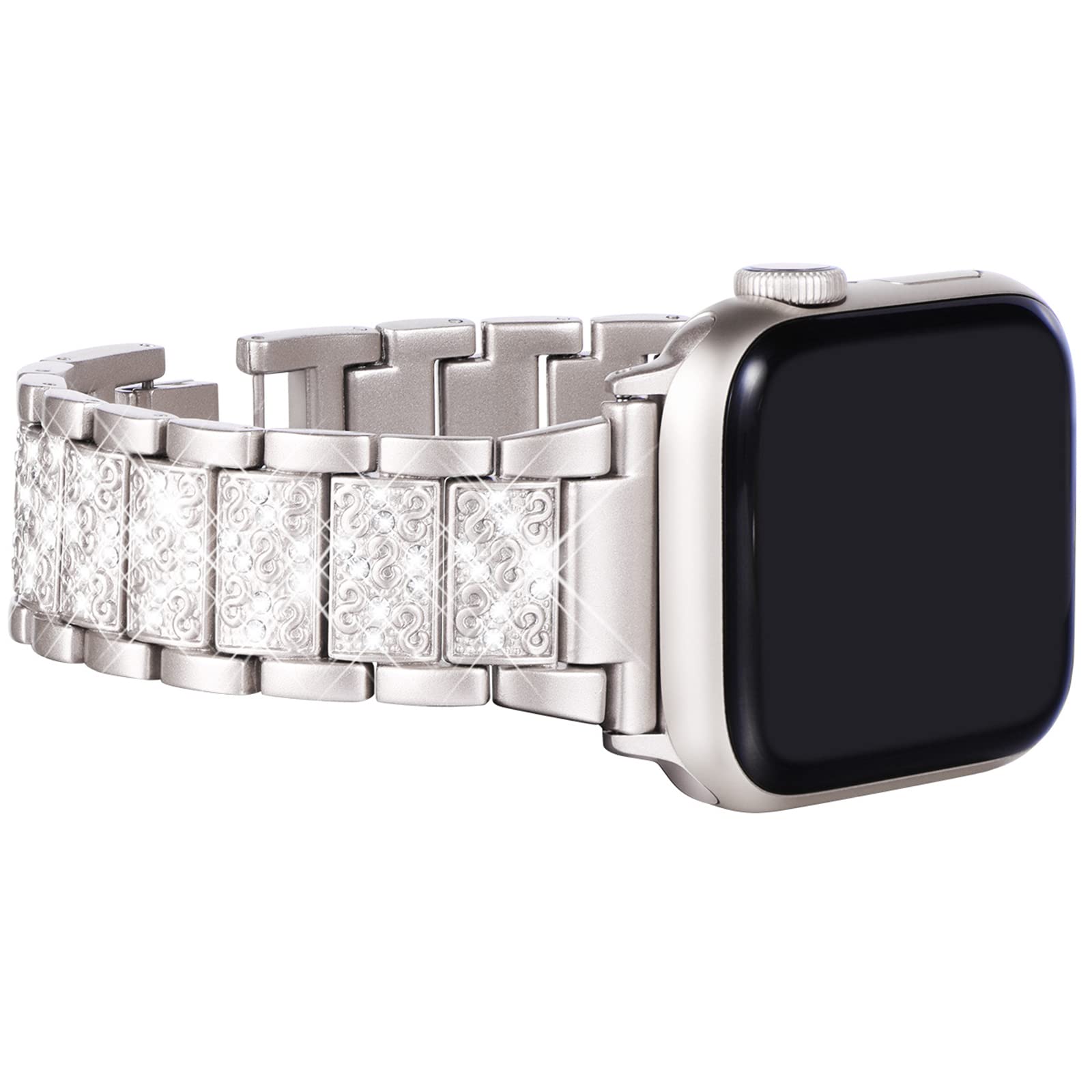KADES 46mm 45mm 44mm 42mm(Series 3 2 1) Compatible with Apple Watch Straps for Women Bling Diamond Rhinestone Bracelet Replacement Band for iWtach SE 3 2 1/Series 11 10 9 8 7 6 5 4 3 2 1,Starlight