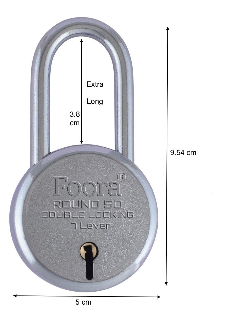 Foora Small Lock and Keys, Long Neck Shackle Door Lock for Home, Shop Same Key for Multiple Lock, 2 Padlock 5 Same Key Lock Set, Common Key Lock Set of 2 Silver Finish 1