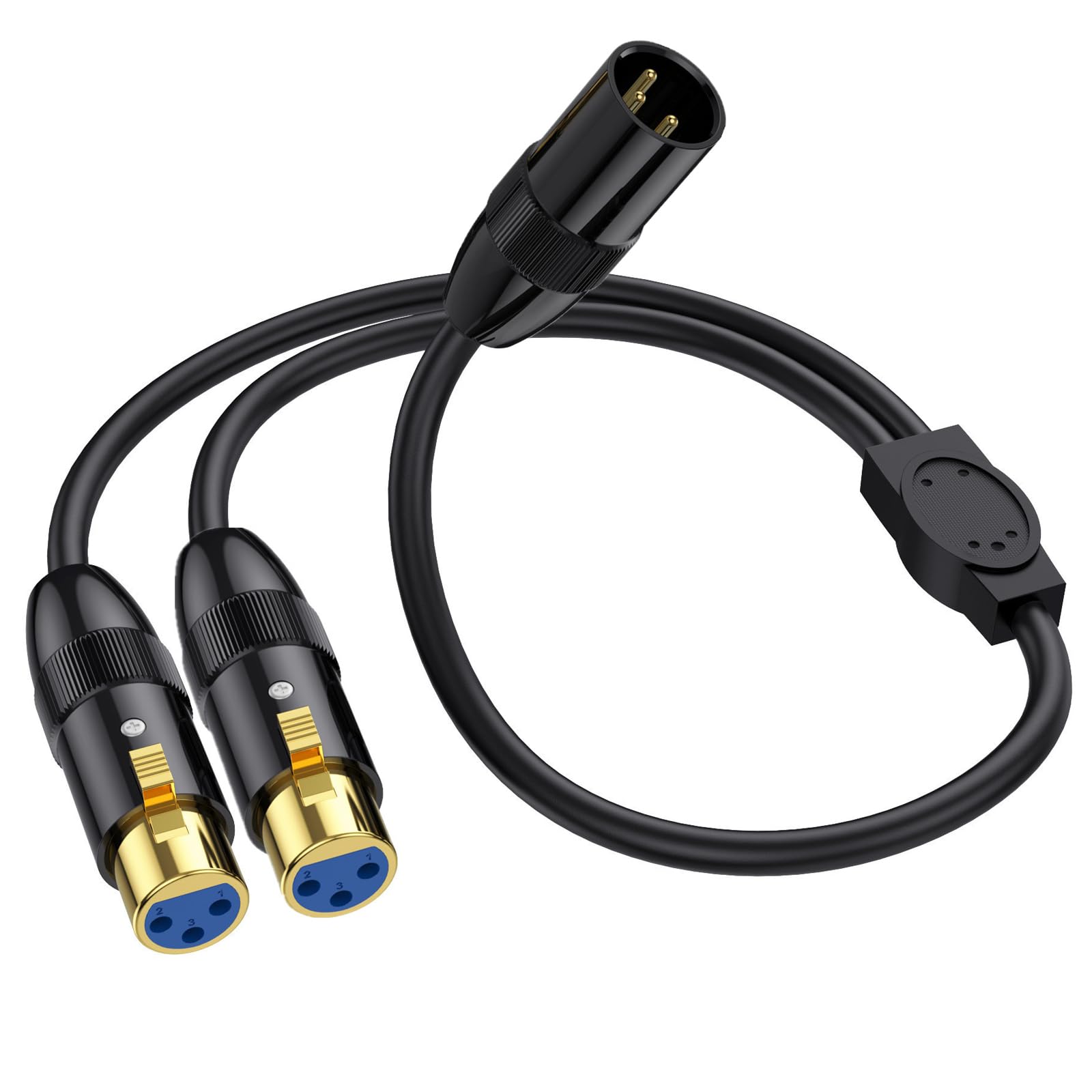 MOTONG XLR 3Pin Splitter Cable, XLR Male to Dual XLR Female Y-Splitter 3Pin Balanced Microphone Cable 0.5M/1.6FT (Male to Two Female)