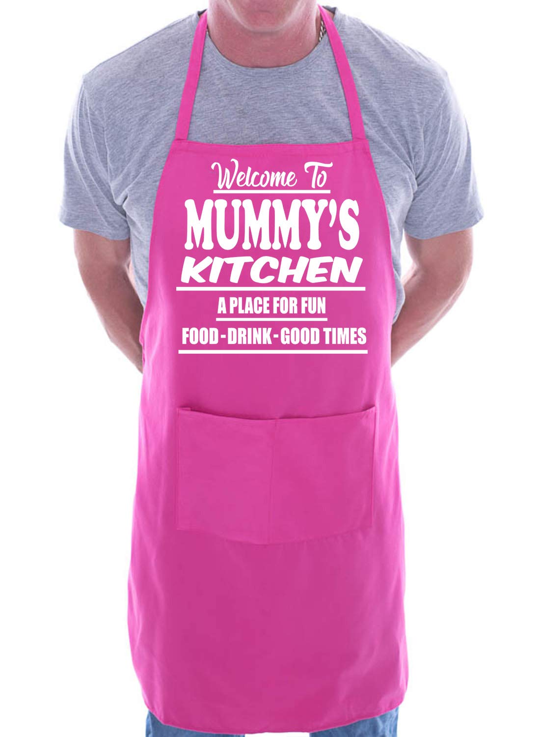 Print4U Welcome To Mummy's Kitchen Cooking Apron Novelty Gag Gift Mother's Day Present For Ladies Pink