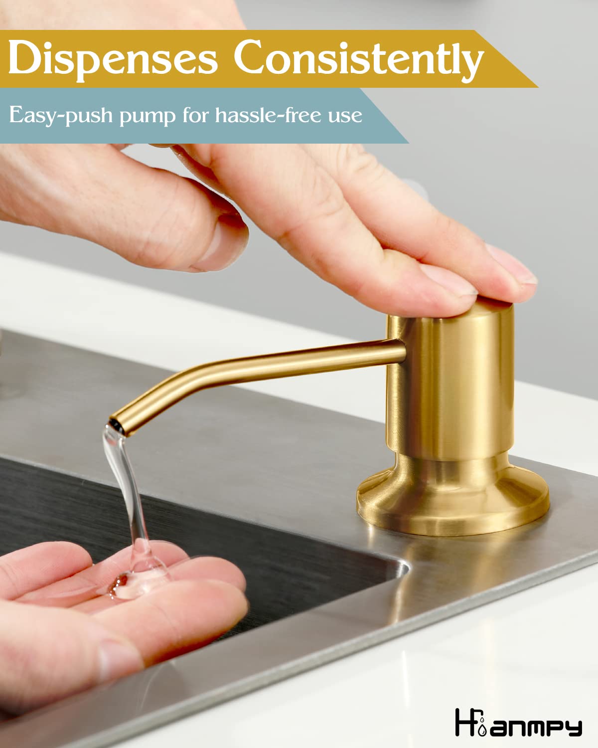 Soap Dispenser for Kitchen Sink, Built in Sink Soap Dispenser, Sink Soap Dispenser, 51" Extension Tube Connects Directly to Dish Soap Container, No Need to Fill Little Bottle Again