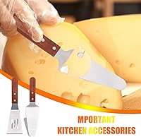 Vista 4 de Juego de servidor de pasteles y servidor de pasteles con mango de madera, juego de acero inoxidable para cortar y servir postres, brownies