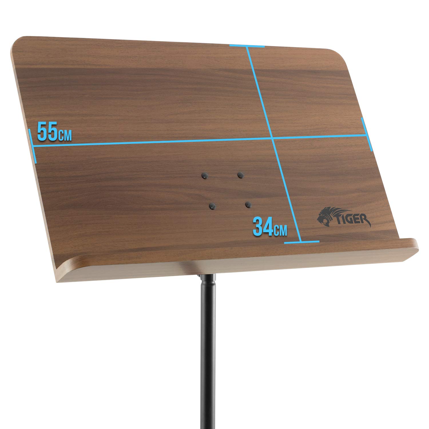 TIGER MUS35-PRO Pupitre d'orchestre en bois avec base métal robuste professionnelle