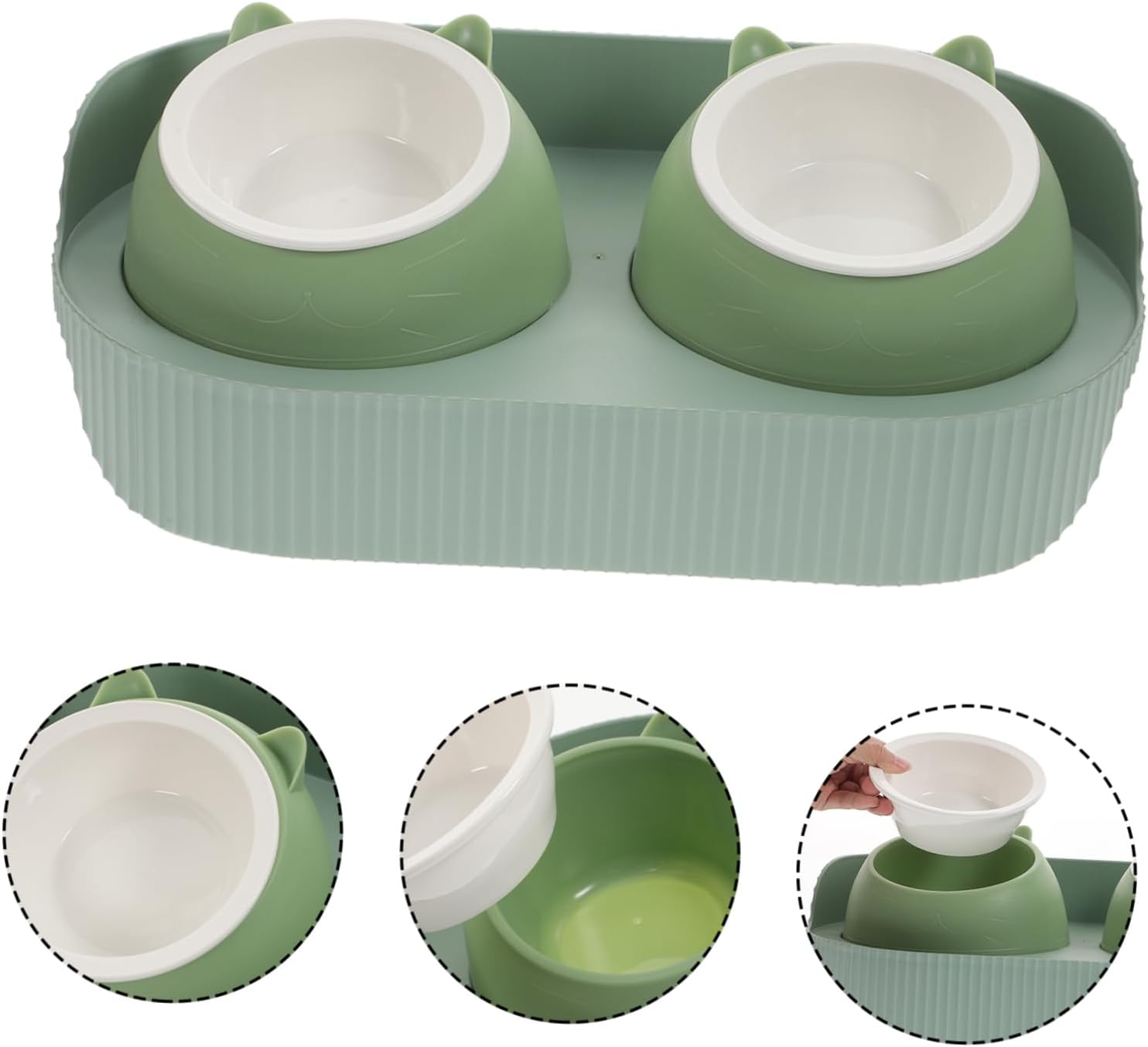 Kisangel Elevated Cat Food Bowl Neck Multi-Function Pet Feeder for Dogs and Cats Dual Food and Water Dispenser Sturdy Safe and Non- Design Convenient for Home and Pet Stores